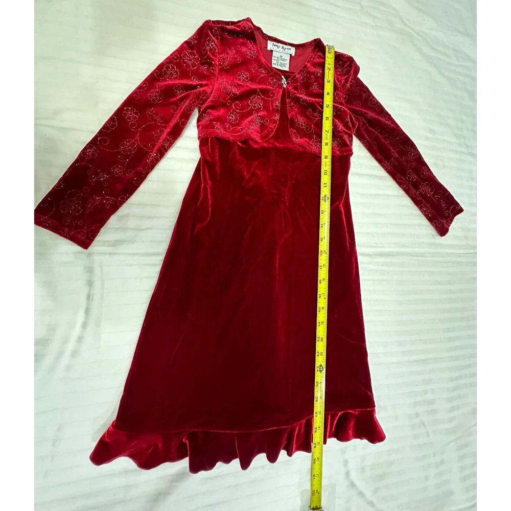 🍎🍎🍎  AMY BYER GIRLS VELOUR DRESS SIZE 6X 🍎🍎🍎 - Picture 4 of 5
